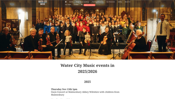 Screenshot of the Water City Music website