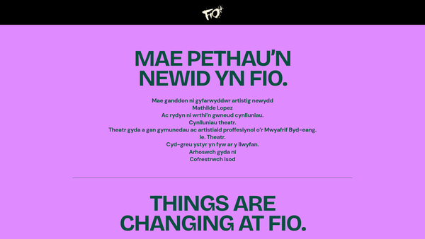 Screenshot of the Fio website