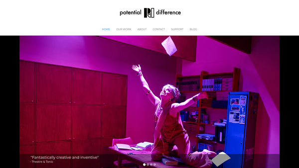 Screenshot of the Potential Difference Theatre website