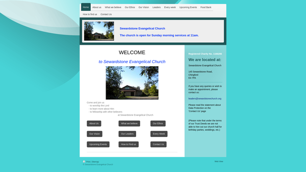 Screenshot of the Sewardstone Evangelical Church website