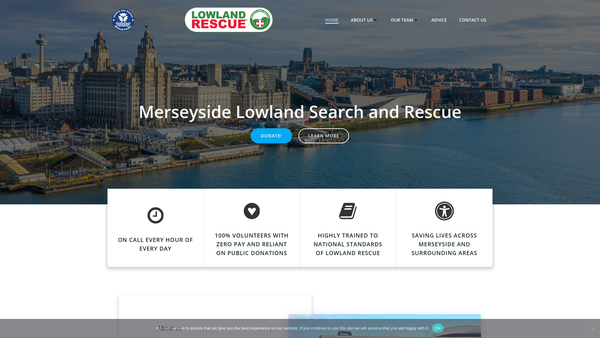 Screenshot of the Merseyside Lowland Search And Rescue website