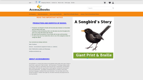Screenshot of the Access2books website