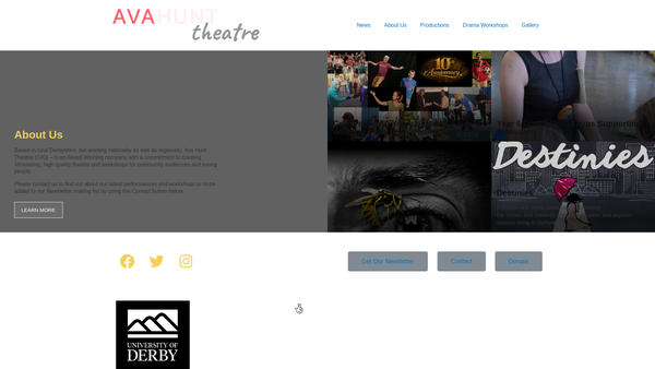 Screenshot of the Ava Hunt Theatre website