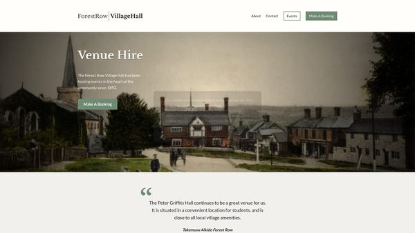 Screenshot of the Forest Row Village Hall website