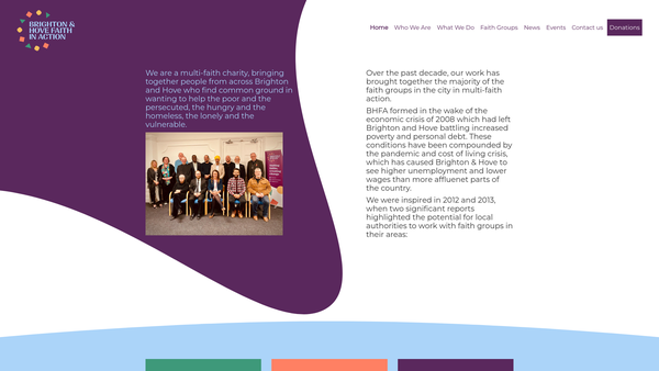 Screenshot of the Brighton And Hove Faith In Action website