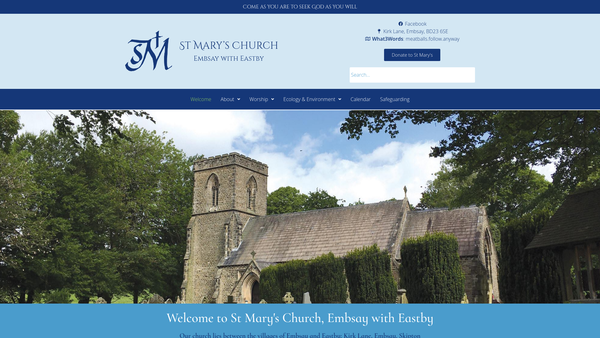 Screenshot of the The Parochial Church Council Of The Ecclesiastical Parish Of St Mary The Virgin, Embsay With Eastby website