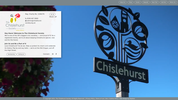 Screenshot of the The Chislehurst Society CIO website