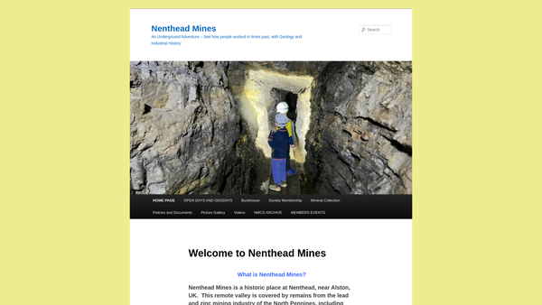 Screenshot of the Nenthead Mines Conservation Society website