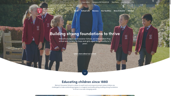 Screenshot of the Belmont Grosvenor School Parent Teacher Association website