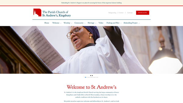 Screenshot of the The Parochial Church Council Of The Ecclesiastical Parish Of Kingsbury: St Andrew website