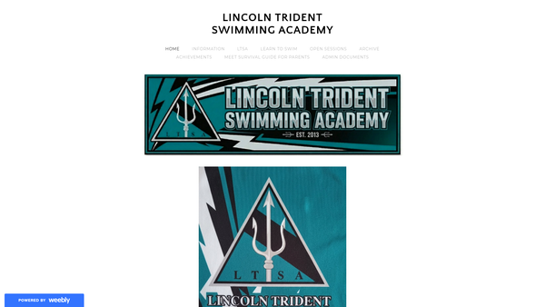 Screenshot of the Lincoln Trident Swimming Academy website