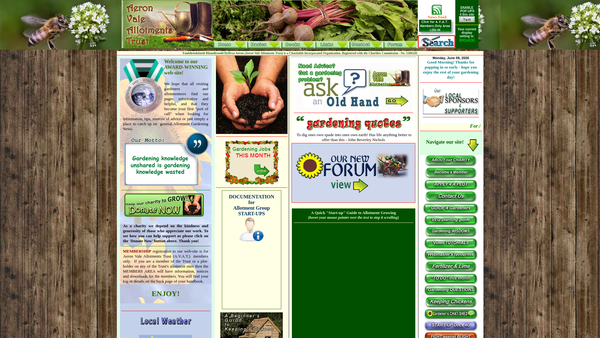 Screenshot of the Ymddiriedolaeth Rhandiroedd Dyffryn Aeron (Aeron Vale Allotments Trust) website