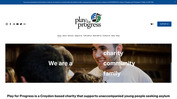Screenshot of the Play For Progress website
