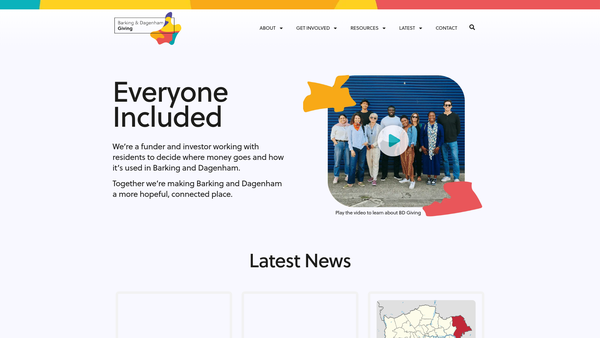 Screenshot of the Barking and Dagenham Giving website
