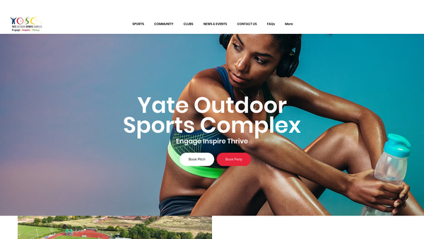 Screenshot of the Yate Outdoor Sports Complex Ltd website