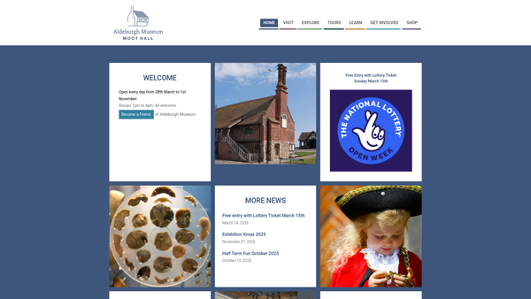 Screenshot of the Aldeburgh Museum Charitable Trust website