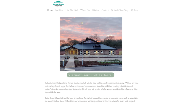 Screenshot of the Burton Green Village Hall website