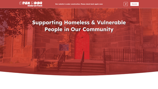 Screenshot of the Open Door Stoke On Trent website