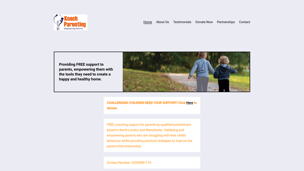Screenshot of the Koach Parenting website