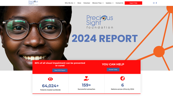 Screenshot of the Precious Sight Foundation website