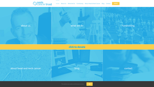 Screenshot of the Oasis Cancer Trust website