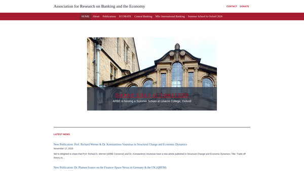 Screenshot of the Association For Research On Banking And The Economy website