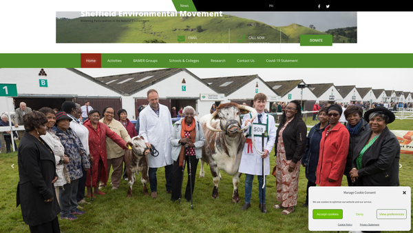Screenshot of the Sheffield Environmental Movement website