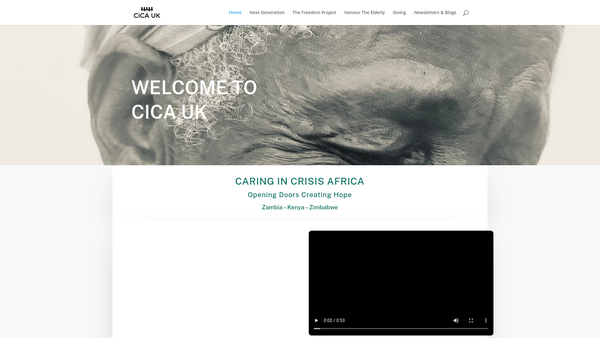 Screenshot of the Caring In Crisis Africa (UK) website