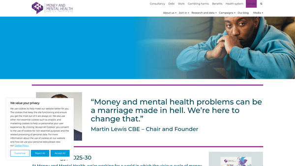 Screenshot of the Money And Mental Health Policy Institute website
