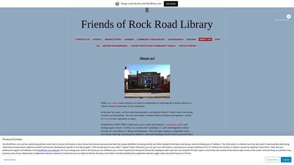 Screenshot of the Friends Of Rock Road Library website