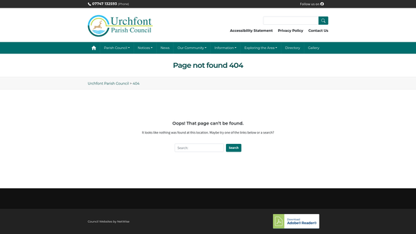 Screenshot of the Urchfont Village Hall Trust website