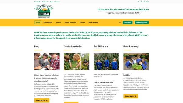 Screenshot of the The National Association For Environmental Education (UK) website