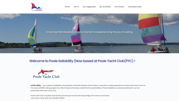 Screenshot of the Poole Sailability website