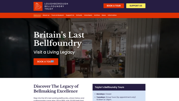 Screenshot of the The Loughborough Bellfoundry Trust website