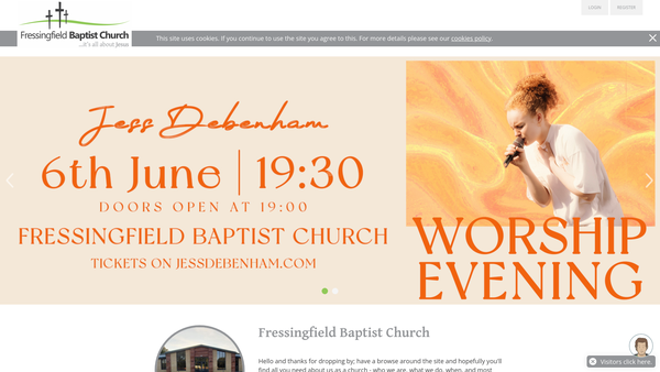 Screenshot of the Fressingfield Baptist Church website