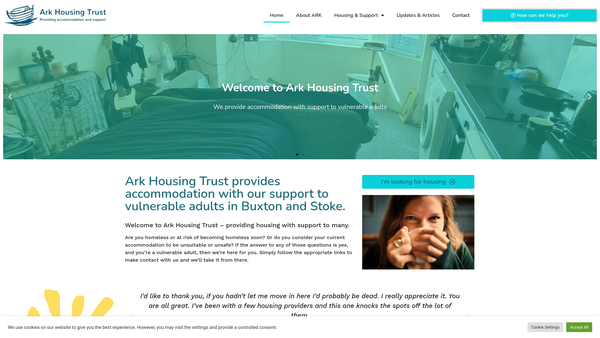 Screenshot of the Ark Housing Trust website