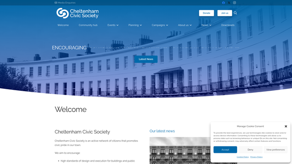 Screenshot of the The Cheltenham Civic Society CIO website