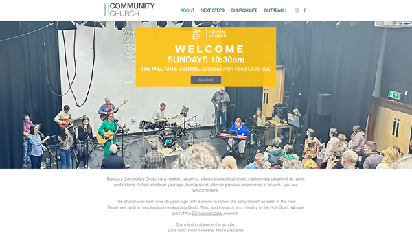 Screenshot of the Banbury Community Church website