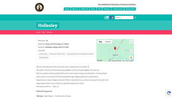 Screenshot of the The Hollesley Women's Institute website