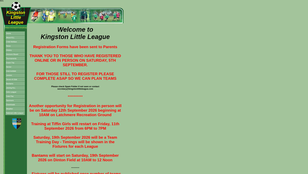 Screenshot of the Kingston Little League website