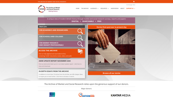 Screenshot of the Archive Of Market And Social Research website