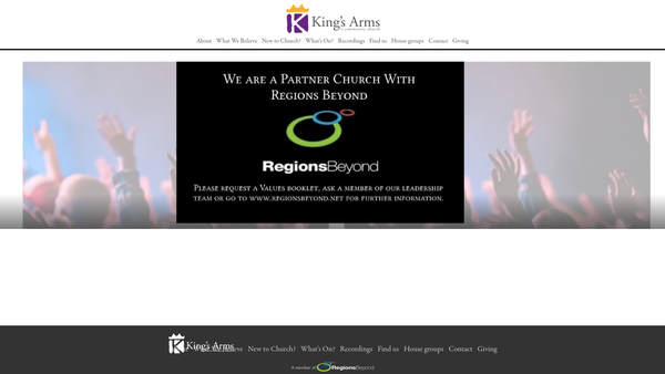 Screenshot of the Kings Arms Community Church website