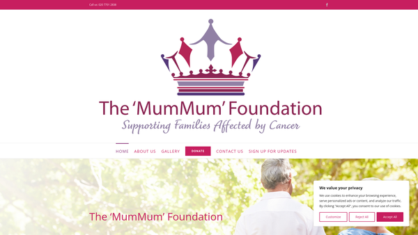 Screenshot of the The Mummum Foundation website
