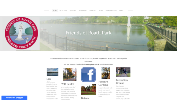 Screenshot of the The Friends Of Roath Park website