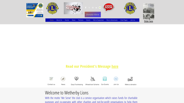 Screenshot of the Wetherby District Lions Club website