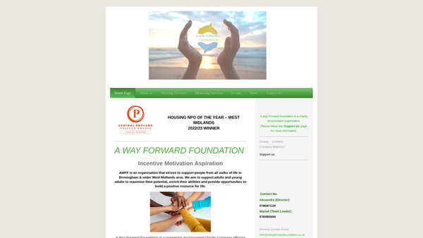 Screenshot of the Awayforward Foundation website