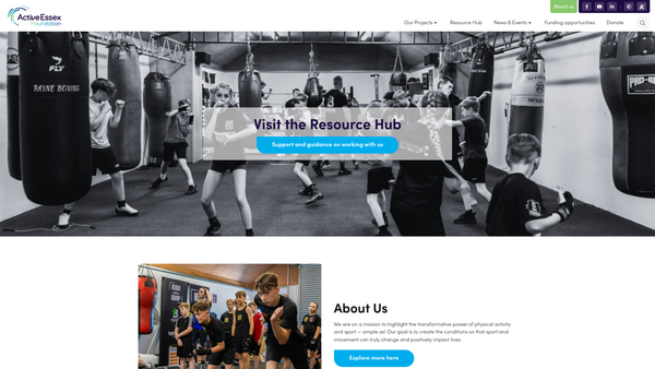 Screenshot of the Active Essex Foundation website