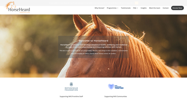 Screenshot of the Horseheard website