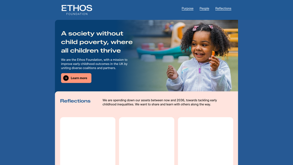 Screenshot of the The Ethos Foundation website