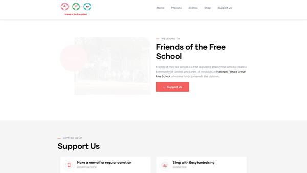 Screenshot of the Friends Of The Free School website